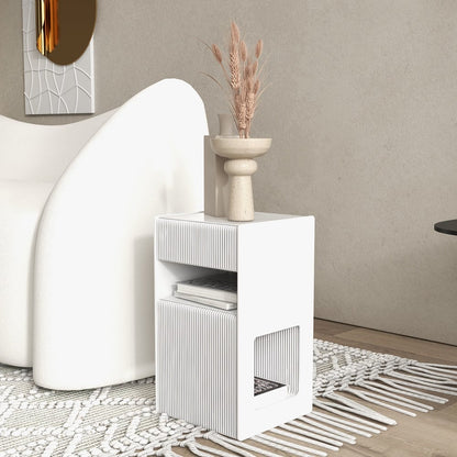 Foldable End Table with Storage Shelves Acrylic Tabletop Side Table White - Homary