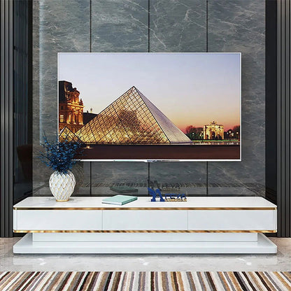 Gapn White TV Media Console with Storage 3 Drawers Tempered Glass for TVs Up to 1981mm - Approved By Design