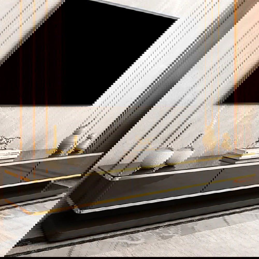 Gapn White TV Media Console with Storage 3 Drawers Tempered Glass for TVs Up to 1981mm - Approved By Design