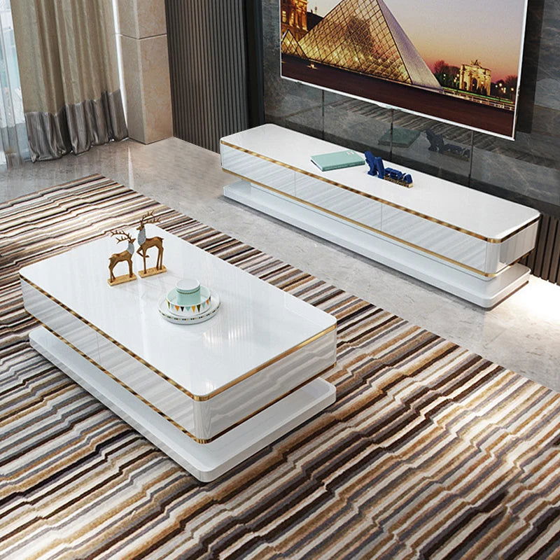 Gapn White TV Media Console with Storage 3 Drawers Tempered Glass for TVs Up to 1981mm - Approved By Design