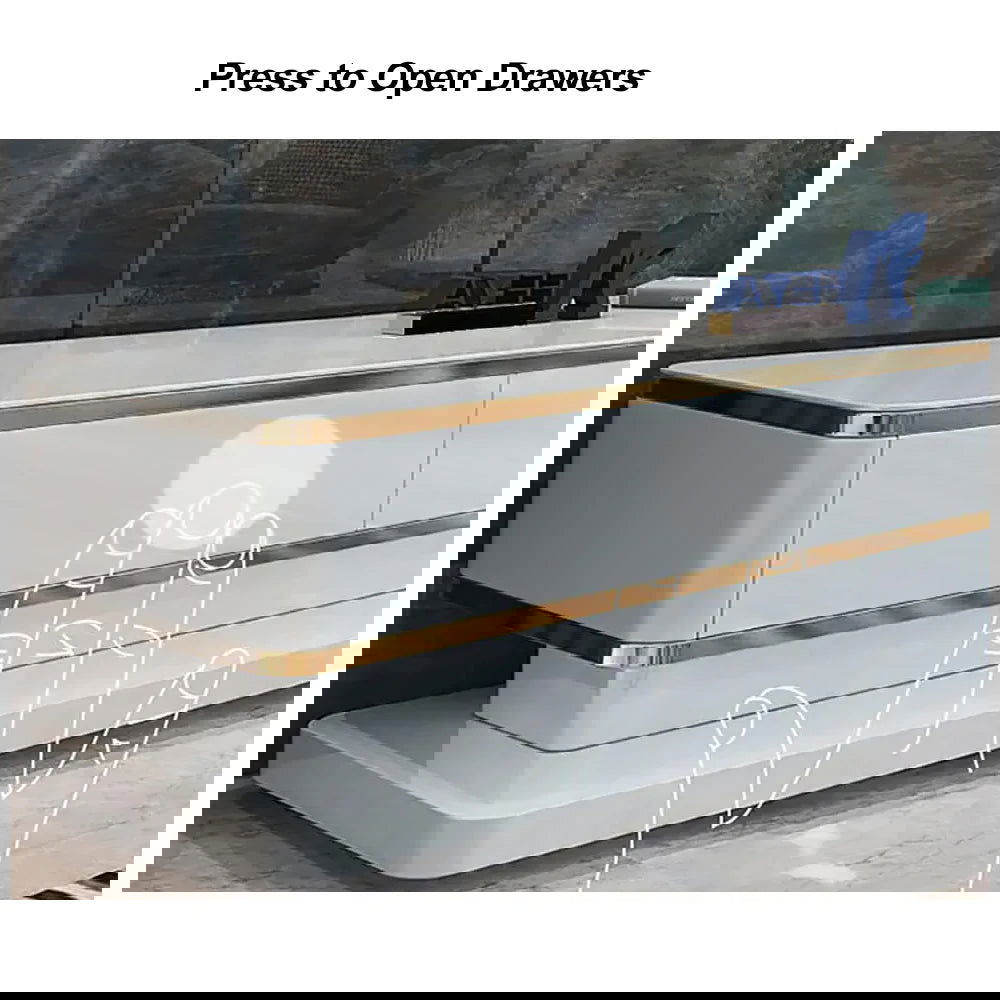 Gapn White TV Media Console with Storage 3 Drawers Tempered Glass for TVs Up to 1981mm - Approved By Design