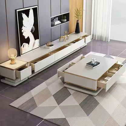 Gapn White TV Media Console with Storage 3 Drawers Tempered Glass for TVs Up to 1981mm - Approved By Design