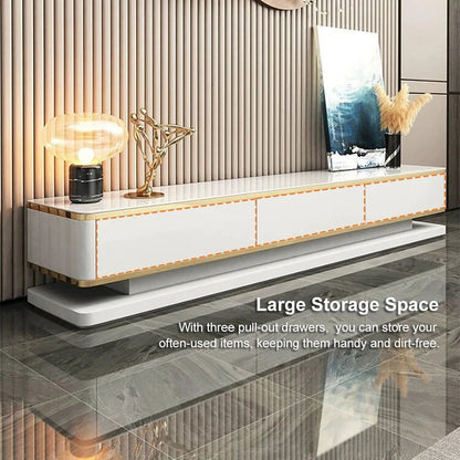 Gapn White TV Media Console with Storage 3 Drawers Tempered Glass for TVs Up to 1981mm - Approved By Design