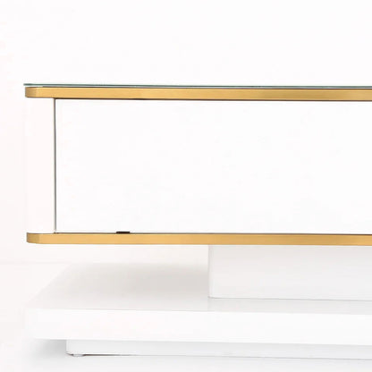 Gapn White TV Media Console with Storage 3 Drawers Tempered Glass for TVs Up to 1981mm - Approved By Design