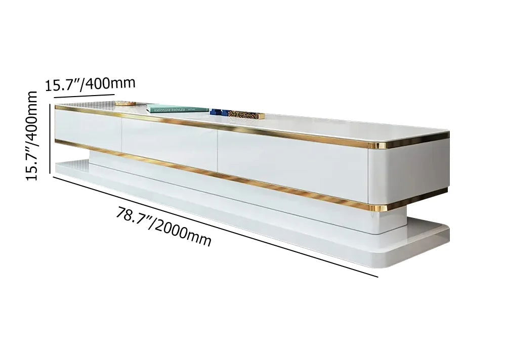 Gapn White TV Media Console with Storage 3 Drawers Tempered Glass for TVs Up to 1981mm - Approved By Design