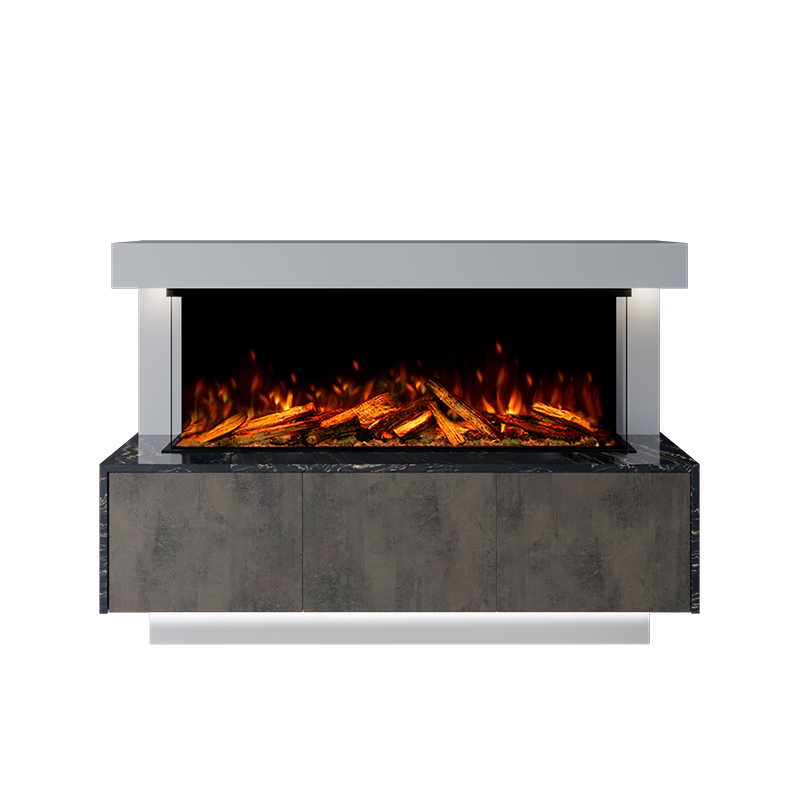 Geneva Suite 1250 3D Panoramic Marble Electric Fireplace - 