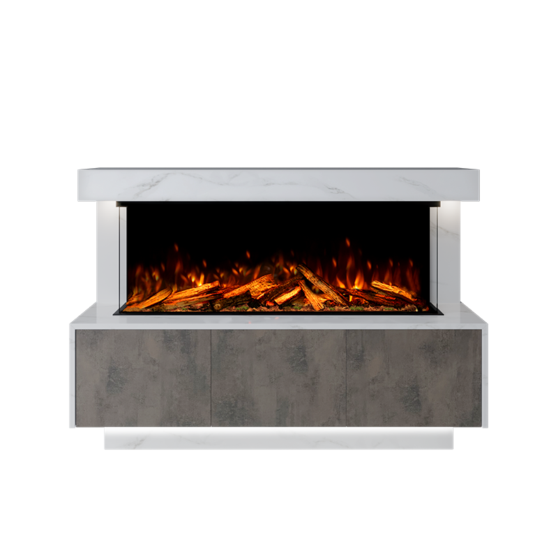 Geneva Suite 1250 3D Panoramic Marble Electric Fireplace - Bespoke Fireplace