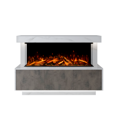 Geneva Suite 1250 3D Panoramic Marble Electric Fireplace - Bespoke Fireplace