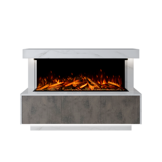 Geneva Suite 1250 3D Panoramic Marble Electric Fireplace - Bespoke Fireplace