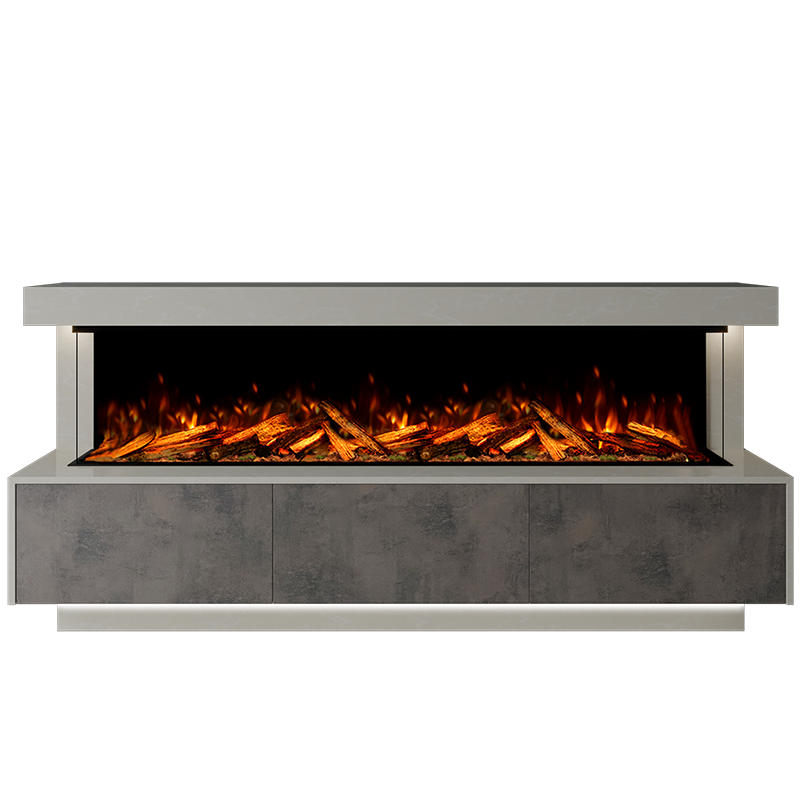 Geneva Suite 2000 3D Panoramic Marble Electric Fireplace - 