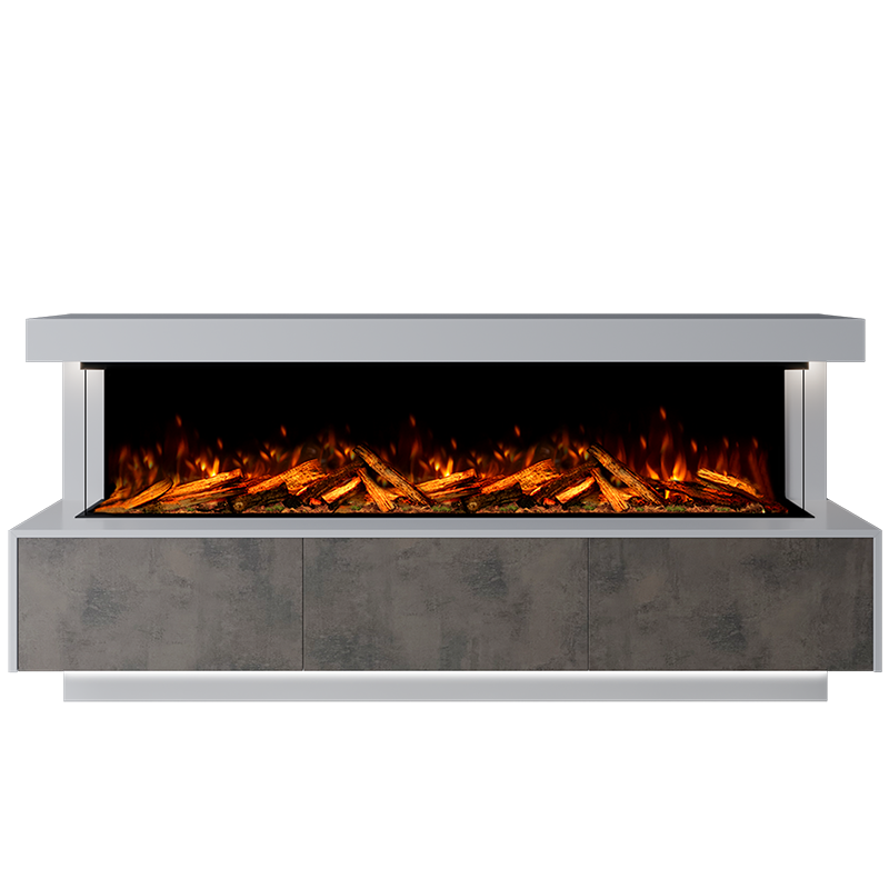 Geneva Suite 2000 3D Panoramic Marble Electric Fireplace - 