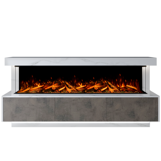 Geneva Suite 2000 3D Panoramic Marble Electric Fireplace - Bespoke Fireplace