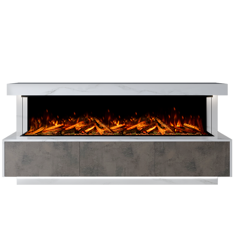 Geneva Suite 2000 3D Panoramic Marble Electric Fireplace - 