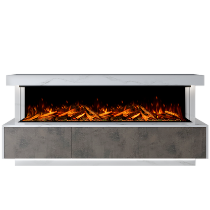 Geneva Suite 2000 3D Panoramic Marble Electric Fireplace - 