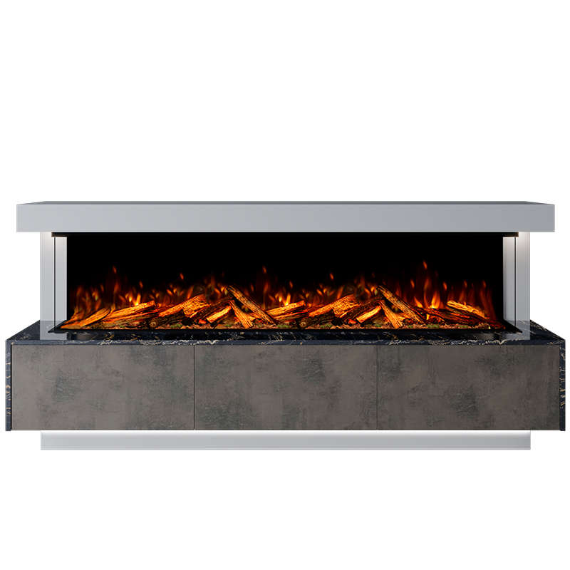 Geneva Suite 2000 3D Panoramic Marble Electric Fireplace - 