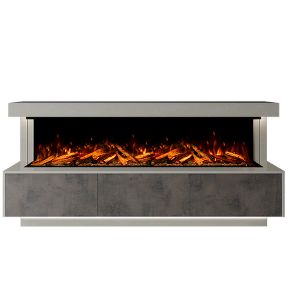 Geneva Suite 2000 3D Panoramic Marble Electric Fireplace - 