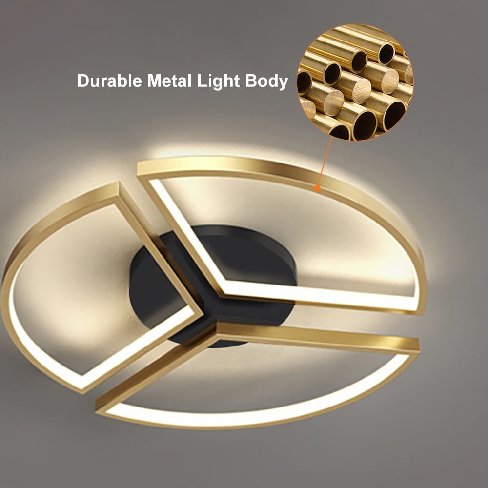 Geometric Semi Flush Mount LED Ceiling Light with Golden Frame - 