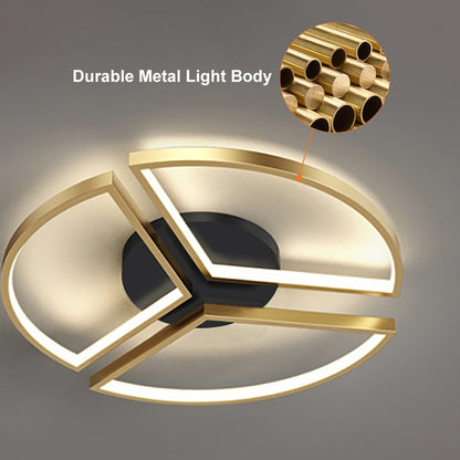 Geometric Semi Flush Mount LED Ceiling Light with Golden Frame - 