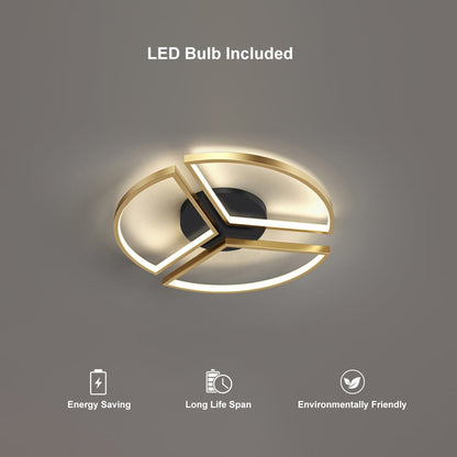 Geometric Semi Flush Mount LED Ceiling Light with Golden Frame - 