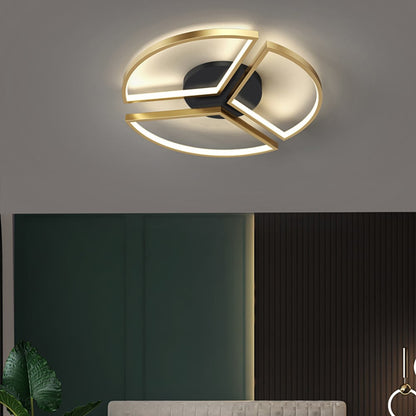 Geometric Semi Flush Mount LED Ceiling Light with Golden Frame - Homary