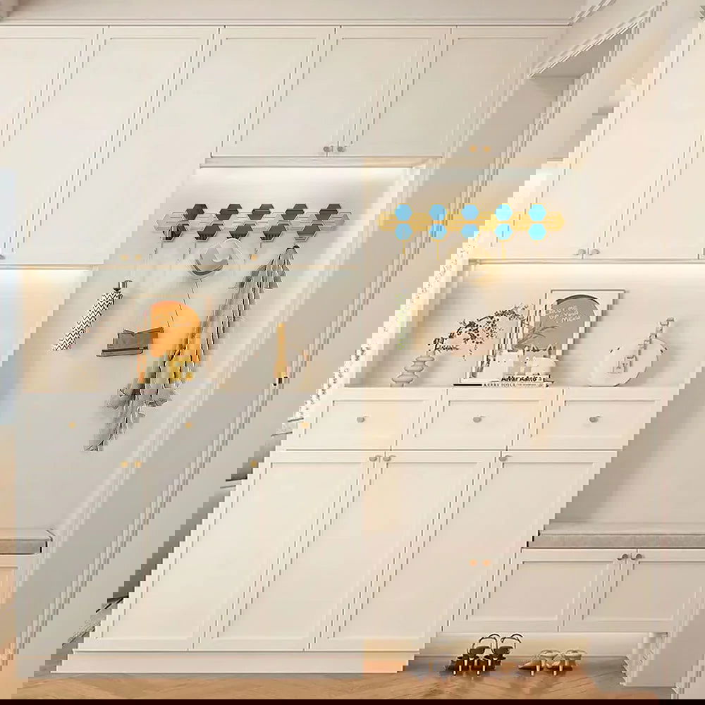 Gold & Blue Luxury Entryway Wall Mounted 5-Hook Coat Rack - 