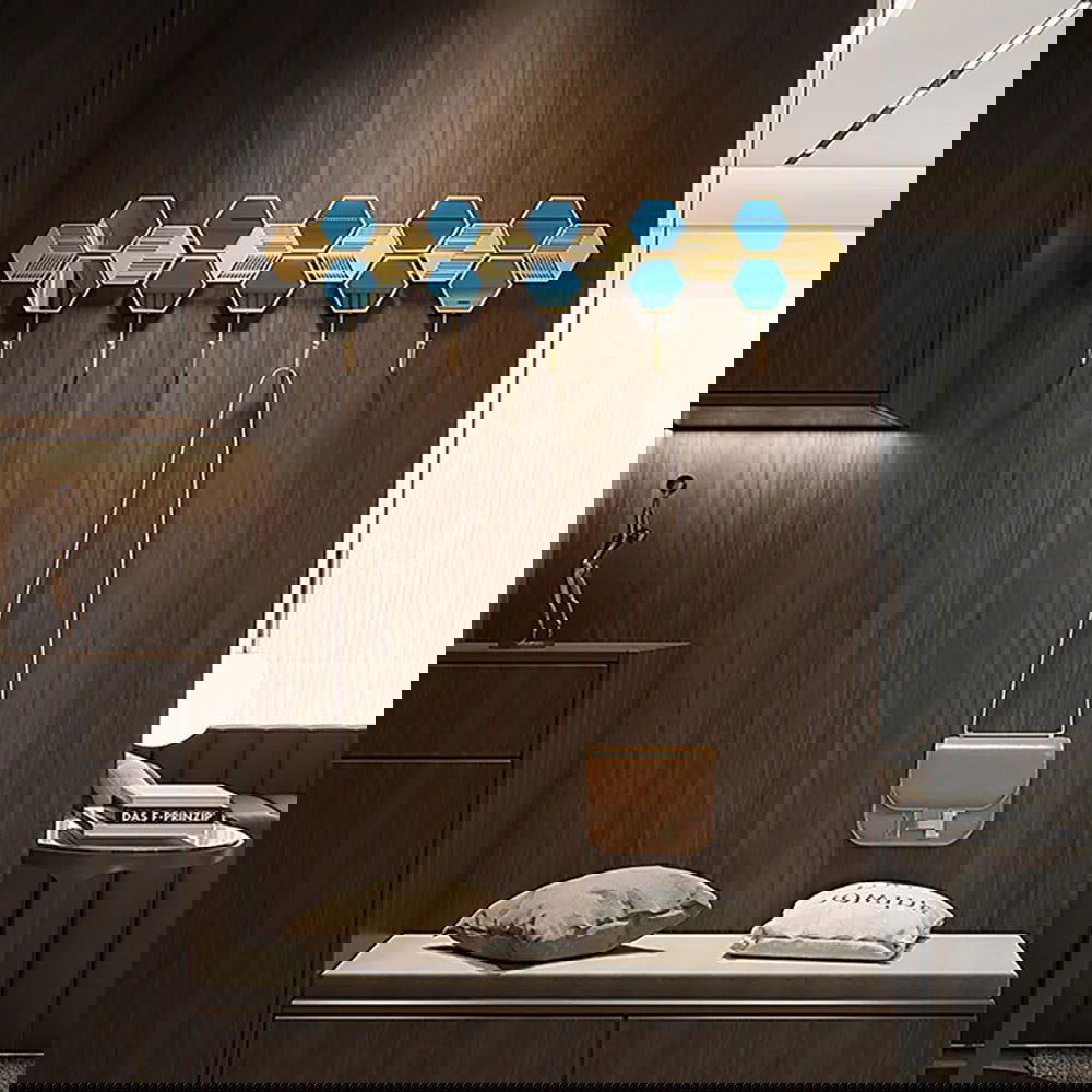 Gold & Blue Luxury Entryway Wall Mounted 5-Hook Coat Rack - Homary