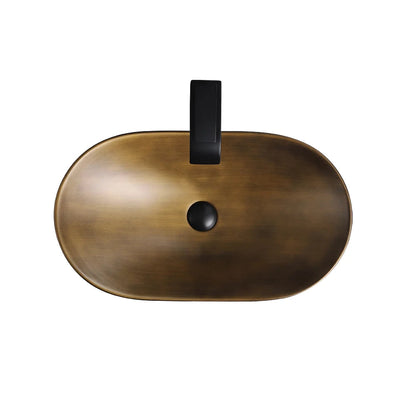 Gold Ceramic Countertop Bathroom Wash Basin Boat Shaped - Homary