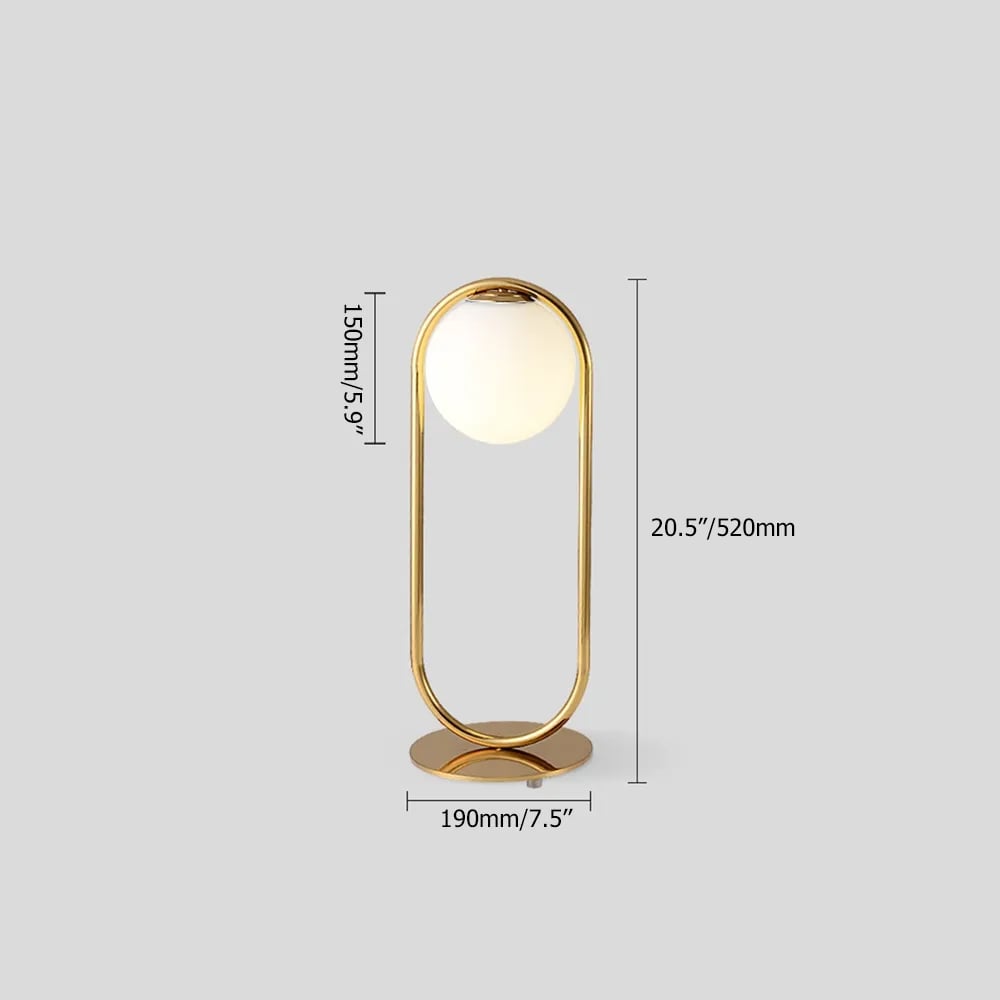 Gold Metal White Glass Globe Table Lamp LED for Bedroom - Homary