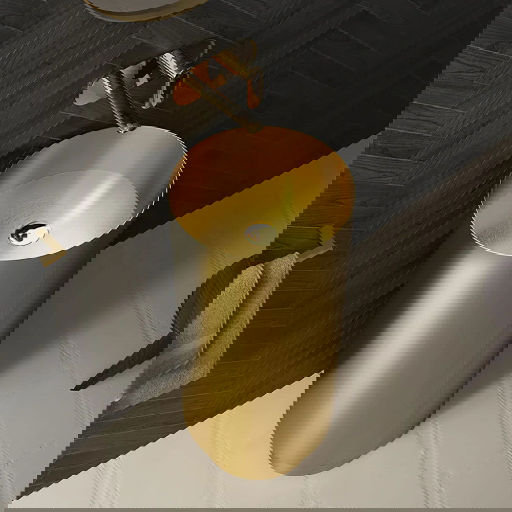 Gold Modern Luxury Round Stainless Steel Freestanding Bathroom Basin Pedestal Basin - 