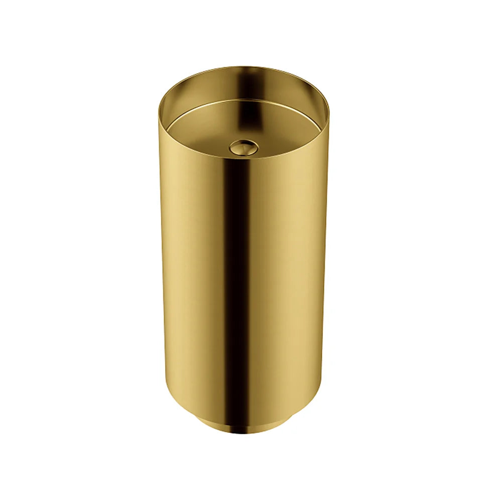 Gold Modern Luxury Round Stainless Steel Freestanding Bathroom Basin Pedestal Basin - 