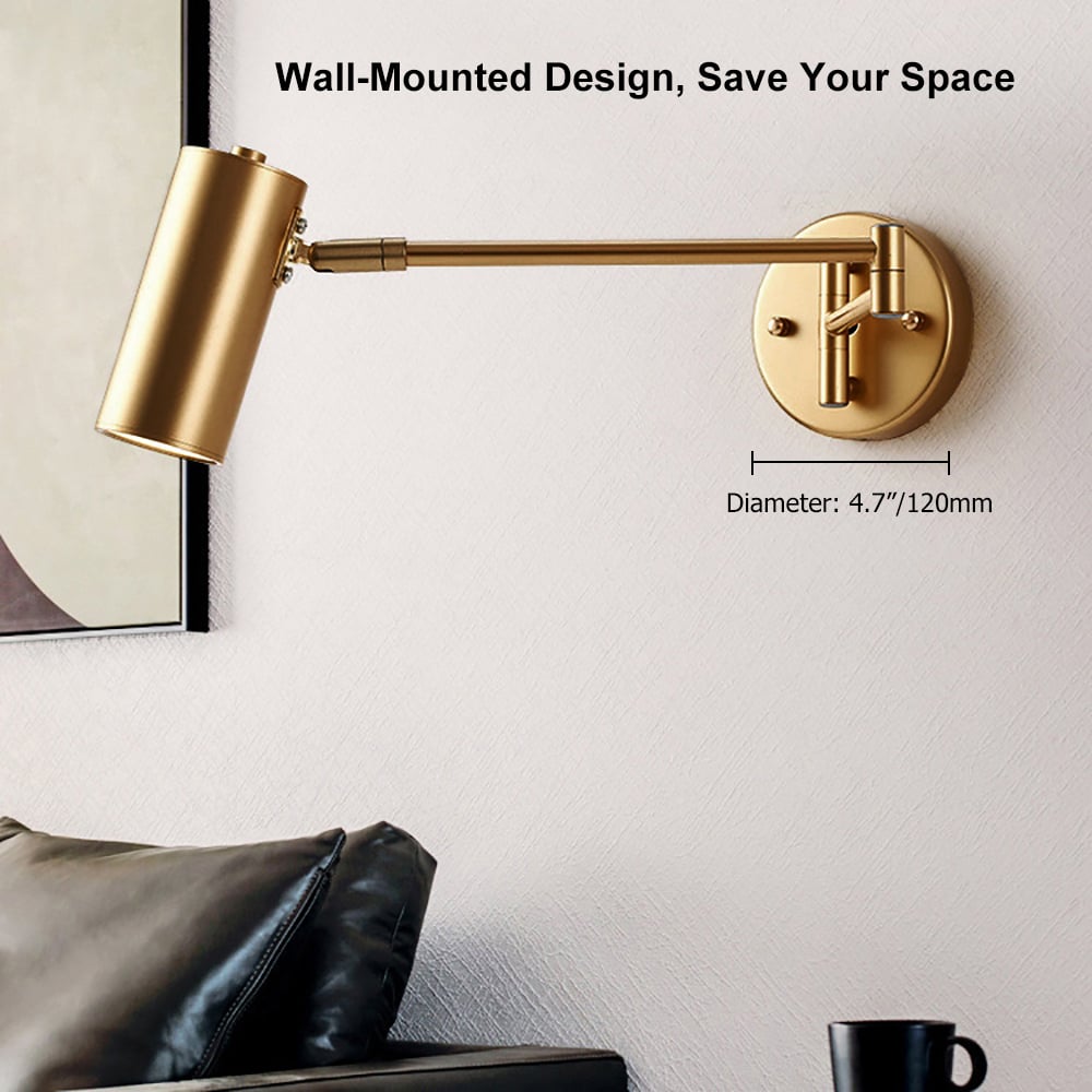 Gold Modern Swing Arm Indoor Wall Sconce 1 Light - 