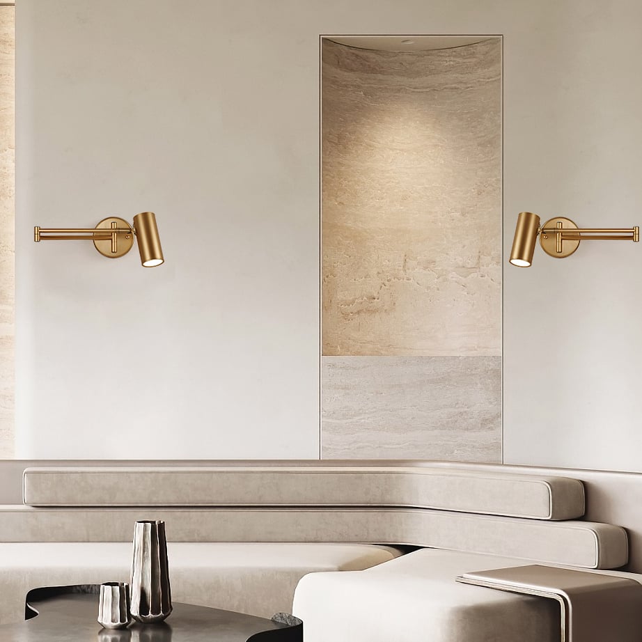 Gold Modern Swing Arm Indoor Wall Sconce 1 Light - 