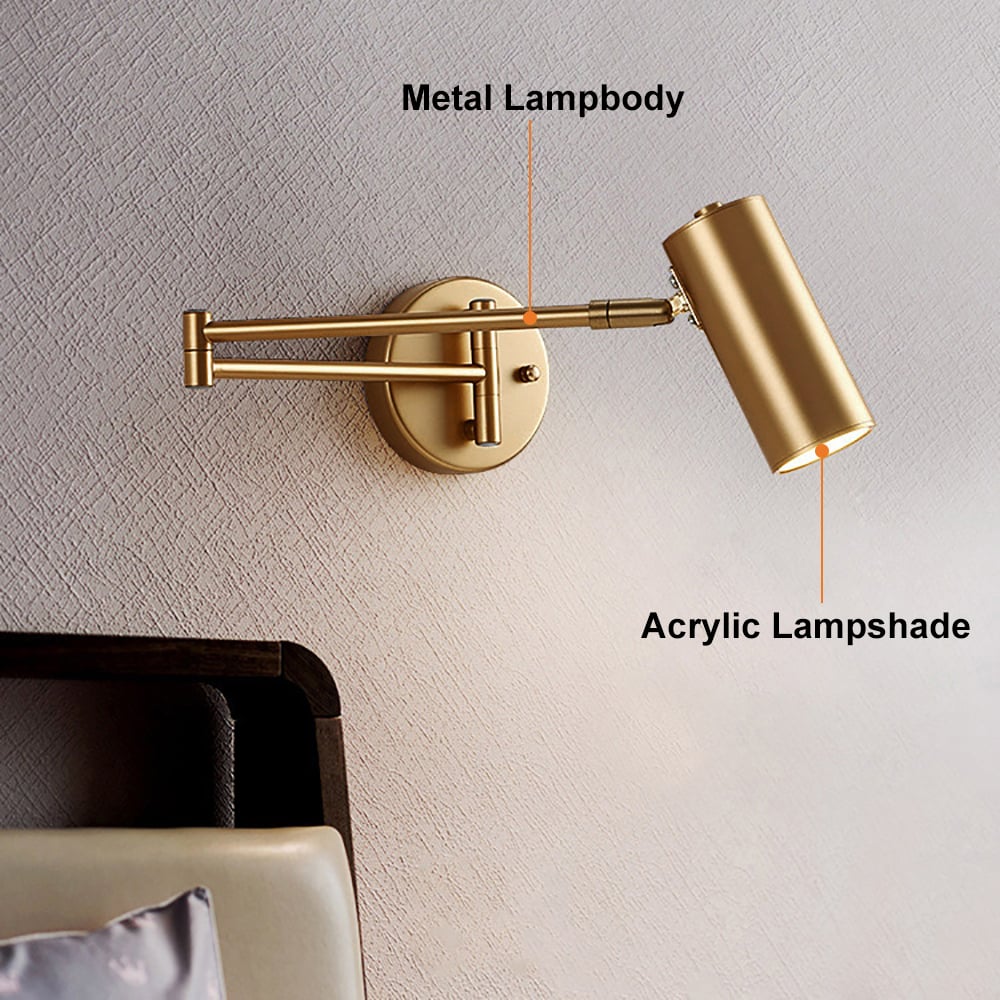 Gold Modern Swing Arm Indoor Wall Sconce 1 Light - 