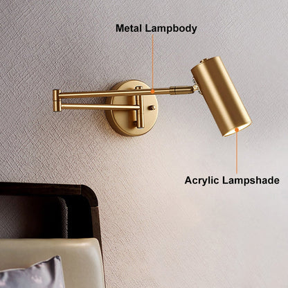 Gold Modern Swing Arm Indoor Wall Sconce 1 Light - 