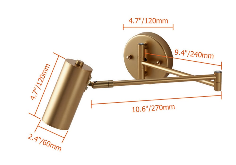 Gold Modern Swing Arm Indoor Wall Sconce 1 Light - 