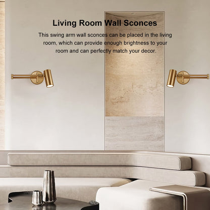 Gold Modern Swing Arm Indoor Wall Sconce 1 Light - 
