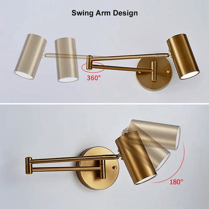 Gold Modern Swing Arm Indoor Wall Sconce 1 Light - 