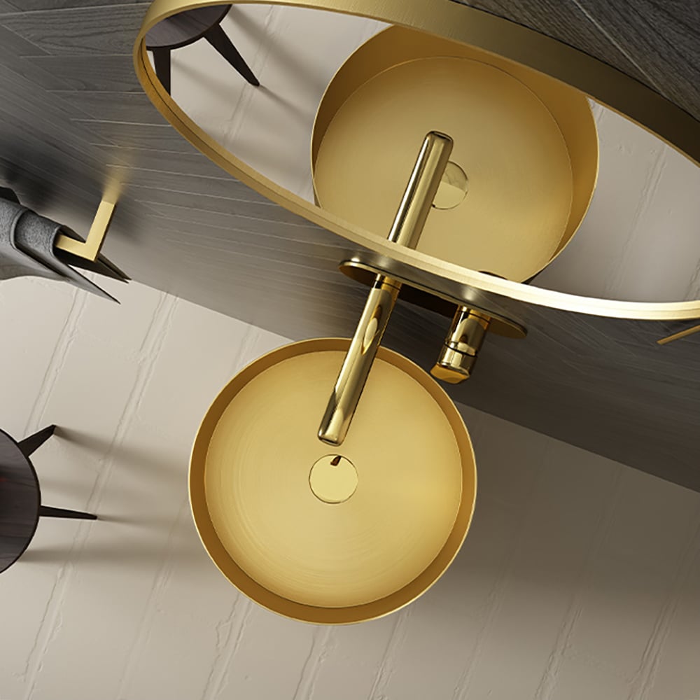 Gold & White Modern Luxury Round Stainless Steel Basin Pedestal Basin Freestanding - 