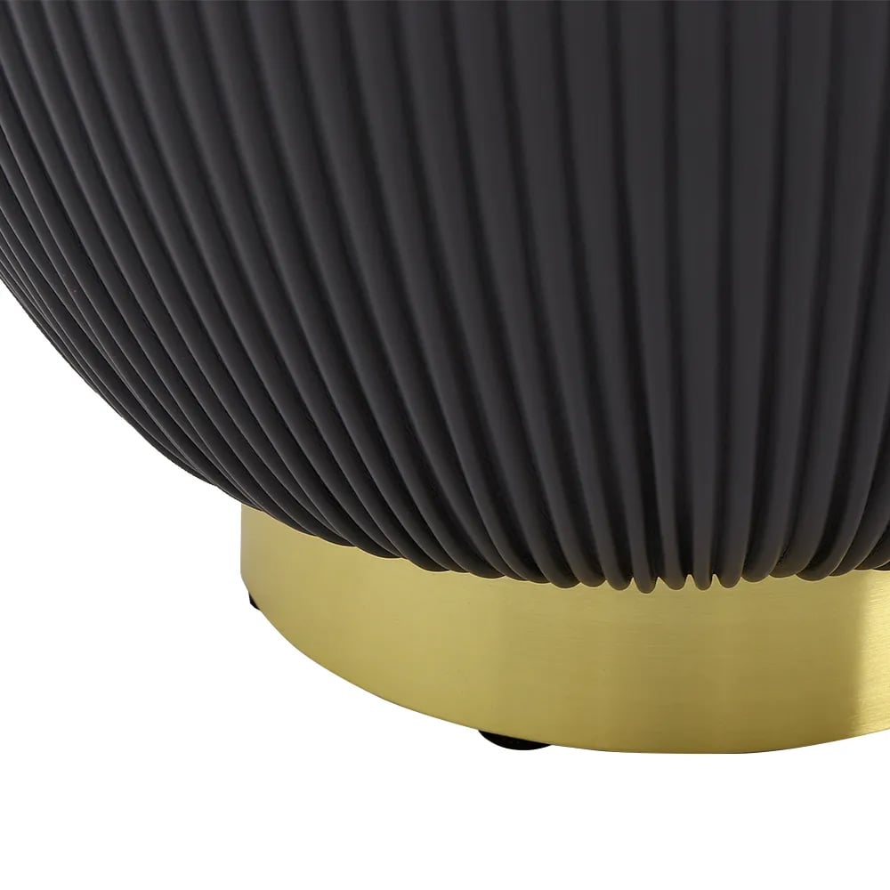 Gray Drum Coffee Table Sintered Stone Round PU-Leather Accent Table - 