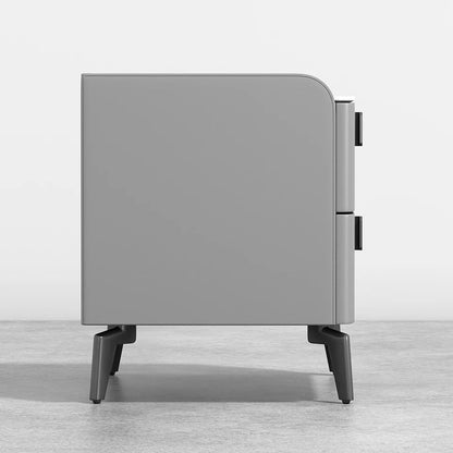 Gray Modern Luxury 2 Drawers Bedroom Nightstand Sintered Stone Bedside Table - 