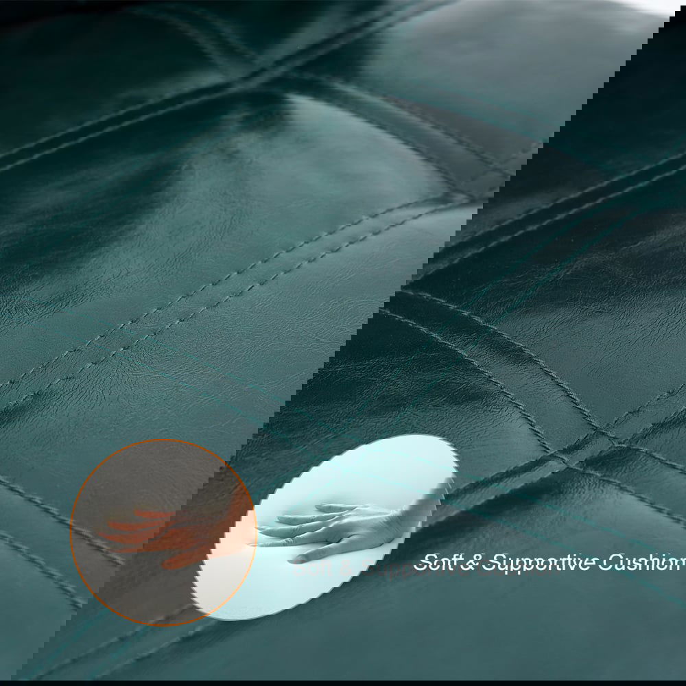 Green PU Leather Bar Height Rustic Bar Stools Set of 2 Tufted Curved Back - 