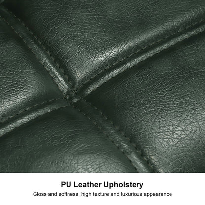 Green PU Leather Bar Height Rustic Bar Stools Set of 2 Tufted Curved Back - 