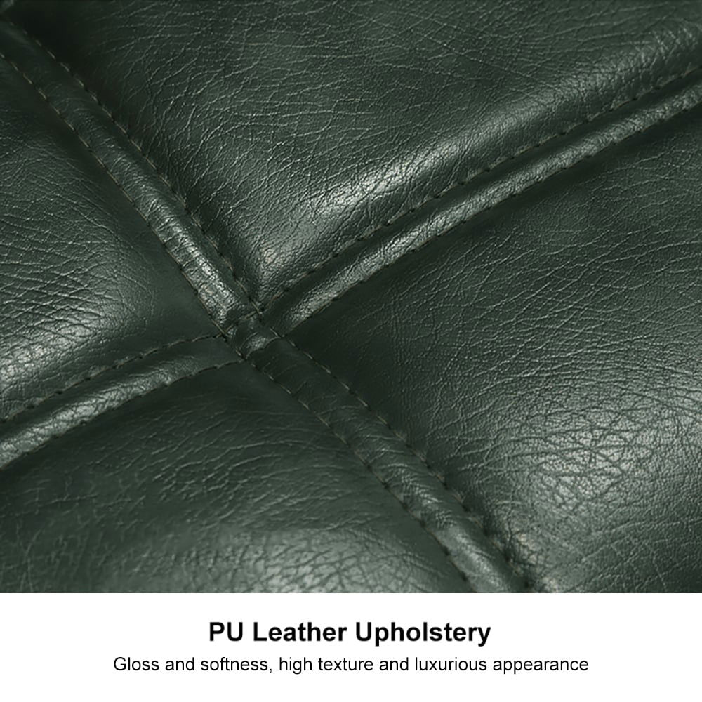 Green PU Leather Bar Height Rustic Bar Stools Set of 2 Tufted Curved Back - 