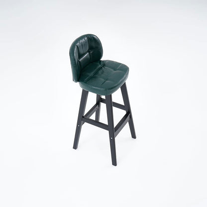 Green PU Leather Bar Height Rustic Bar Stools Set of 2 Tufted Curved Back - 
