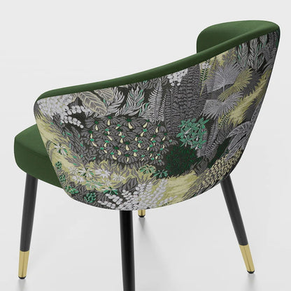 Green Upholstered Velvet Dining Chair Modern Arm Chair in Gold & Black - 