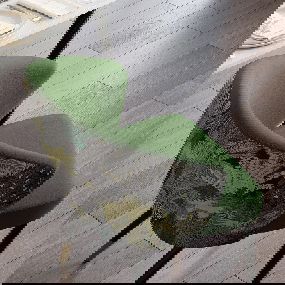 Green Upholstered Velvet Dining Chair Modern Arm Chair in Gold & Black - 