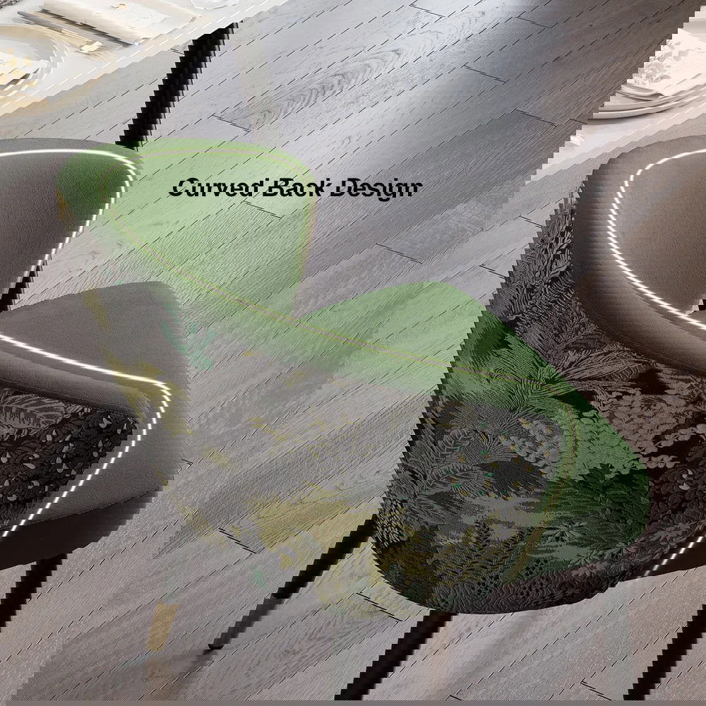 Green Upholstered Velvet Dining Chair Modern Arm Chair in Gold & Black - 