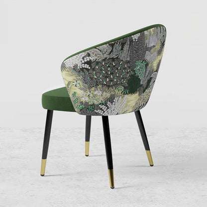Green Upholstered Velvet Dining Chair Modern Arm Chair in Gold & Black - 
