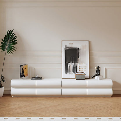 Humply 2000mm Modern White Leather Long TV Stand with 8 Drawers Media Console - Homary