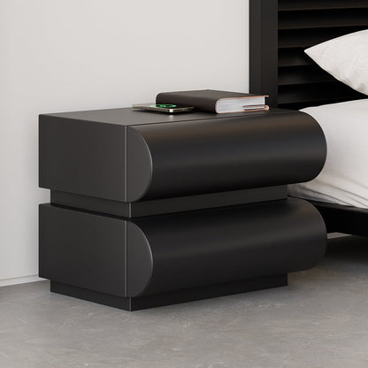 Humply Modern Black Leather Smart Nightstand with Wireless Charger Drawers Bedside Table - 
